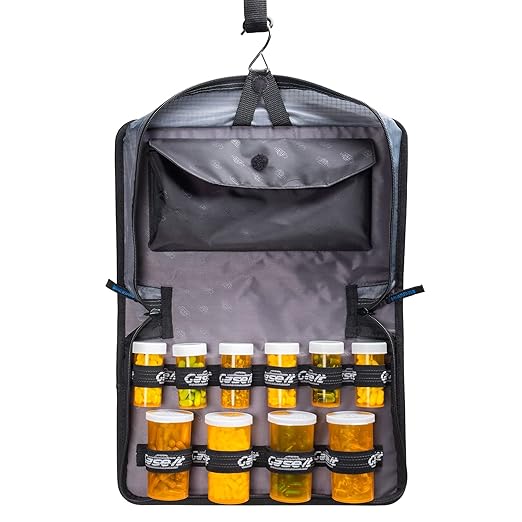 Med Manager by Case-It, Portable Pill Organizer Case, Travel Medication Bag, Holds Various Sized Pill Bottles, Great for Home Or Travel (Travel, Red)