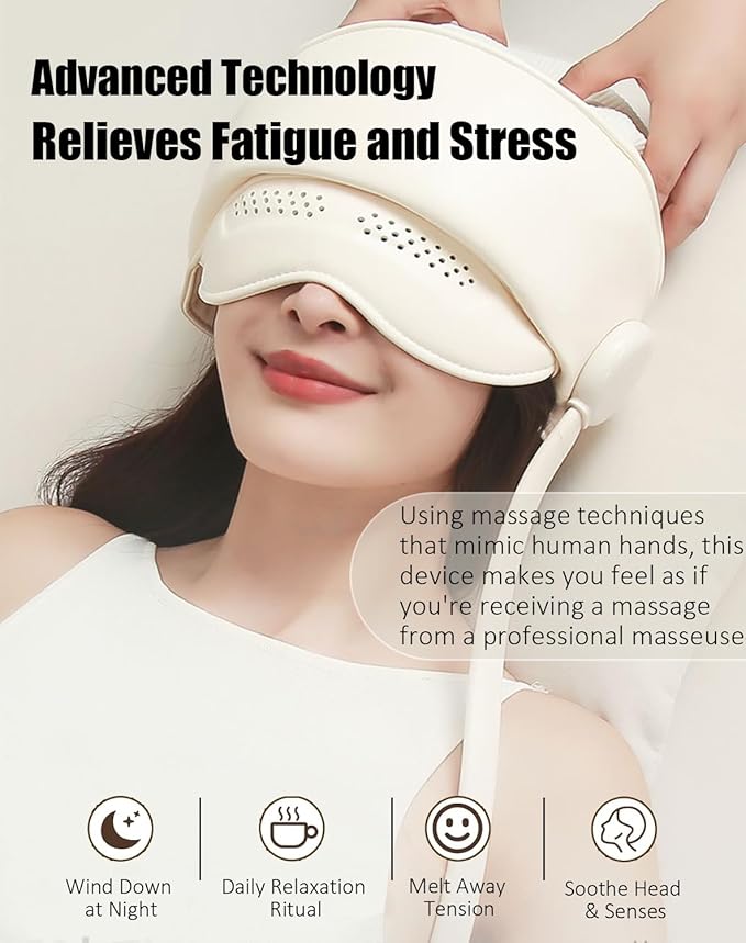 Eye & Head Massager with Remote & Heat, Elaxing Eyes & Better Sleep, The Perfect Holiday Gift for Mom Dad Women Men
