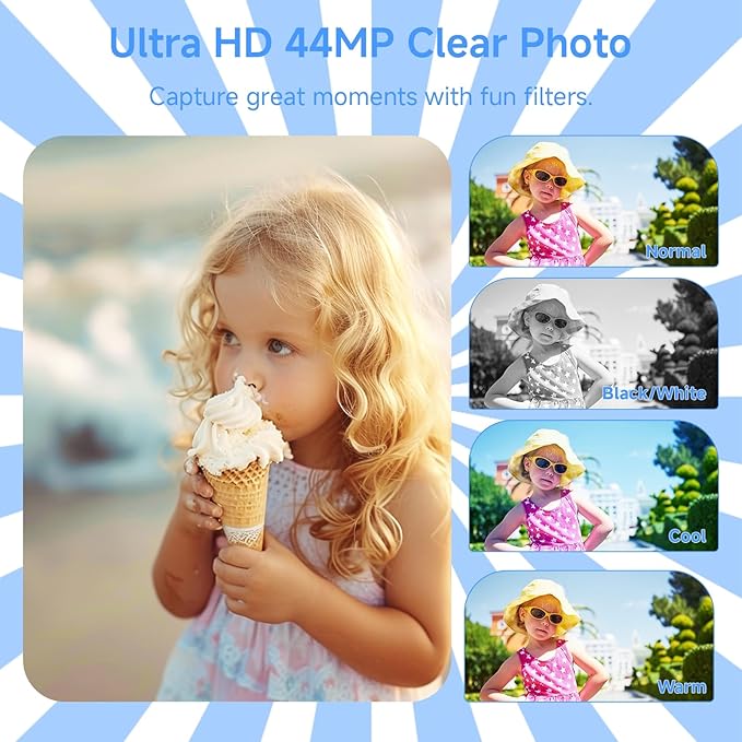 Digital Camera 4K, 2026 Upgrade Black Cameras for Teens, Autofocus Digital Point and Shoot Camera for Kids with 16X Zoom, 64GB SD Card, Compact Small Camera for Boys Girls Teens Kids Gift