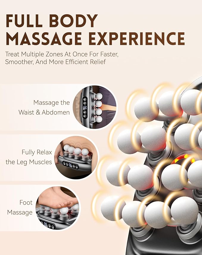 Deep Tissue Massager for Pain Relief, 16 Head Massage Gun Deep Tissue with 3 Modes & 30 Levels, 16 Heads Massager for Back, Shoulders, Legs, Body, Increase Intimacy(White-16Head)