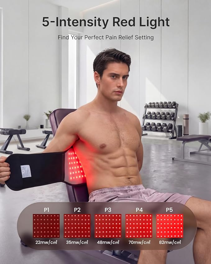 RENPHO Cordless Heating Pad for Back Pain, Red Light Therapy Belt for Low Back, Waist, Shoulder Sweatproof TPU Cover, Vibration, Timer, Adjustable Strap, Mothers Day Birthday Gifts for Women Men Mom