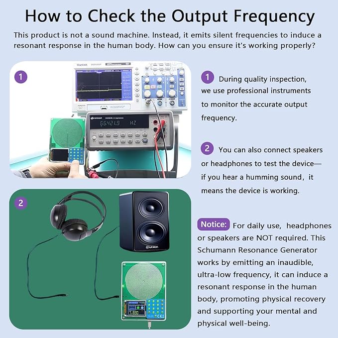 Schumann Resonance Generator 7.83Hz, Adjustable Frequency Healing Device 0.001Hz-200kHz, Pure Sine Wave Frequency Generator Sound Therapy Machine for Deep Sleep, Anxiety Relief, Yoga & Meditation