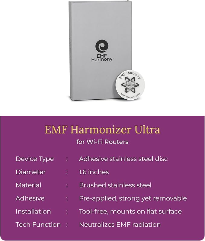 EMF Harmony Harmonizer Ultra Wi-Fi Shield – Stainless Steel Energy Balancing Accessory for Wireless Spaces – Protection Sticker for Routers & Devices, No Setup Needed (1 Pack)
