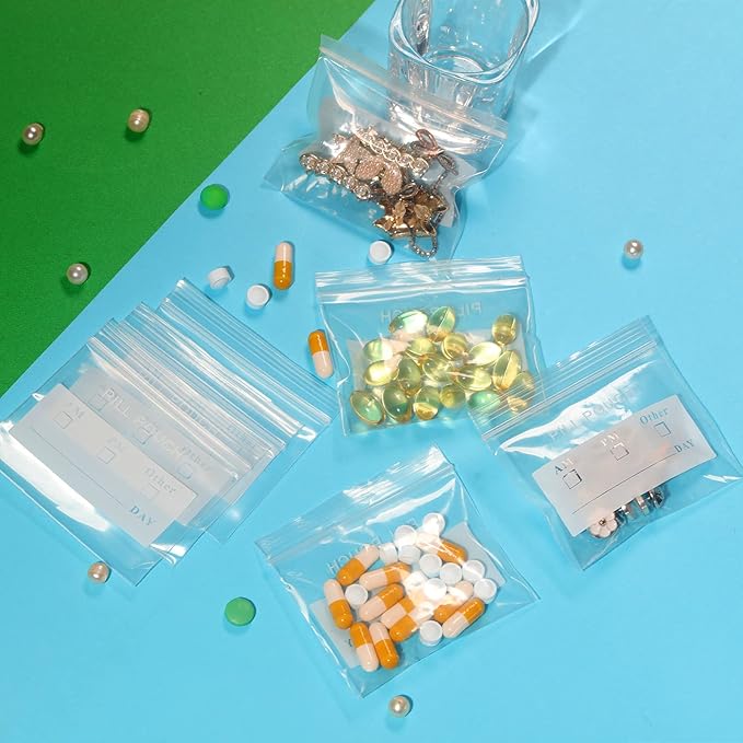 500 Packs 6 Mil Sturdy Pill Bags BPA Free Pill Pouches 3 x 2.75 Inch Portable Light Weight Handy Small Ziplock Plastic Bags for Travel Pill Organizer, Jewelry and Small Craft Pieces and Easy to Use