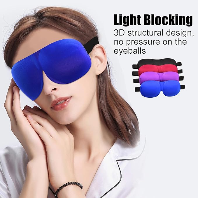 SkiBeaut Eye Sleep Mask for Side Sleeper, 4 Pack Night Blindfold Light Blocking 3D Sleeping Eye Masks for Men Women