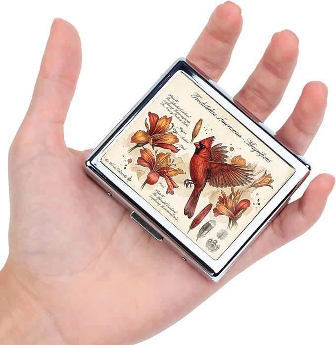7 Days Chromed Shiny Silver Pill Organizer with Mirror Inside Has 8 Separate Compartments Rectangle,Versatile Storage for Medication - Ideal Travel Accessory (The Flying Bird)