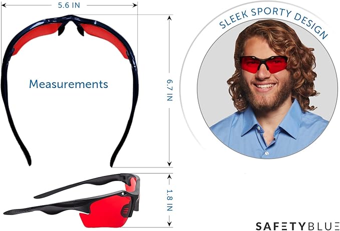 Sleep Savior Sport Red Lens Night Glasses - Light Blocking Glasses for Better Sleep - Eliminate Eye Strain