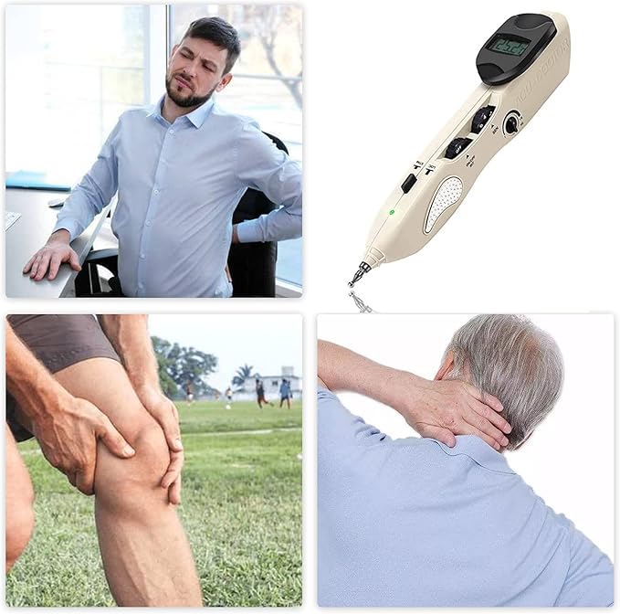 Electronic Acupuncture Pen Pain Relief Therapy Meridian Pen Find Acupoints Automatically with 3 Massage Heads Rechargeable
