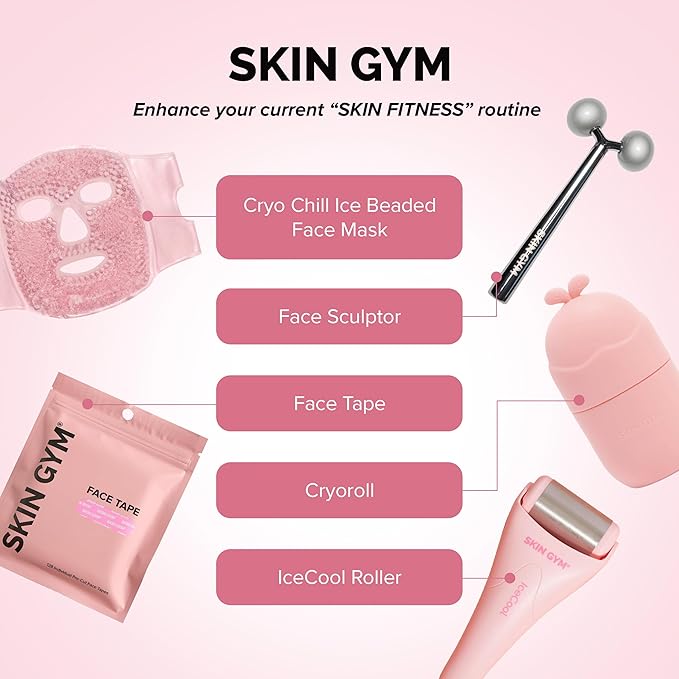 SKIN GYM IceCool Stainless Steel Ice Roller for Face – Cryo Facial for Puffiness & Redness Relief, Cold Face Roller to Tighten Pores & Soothe Skin