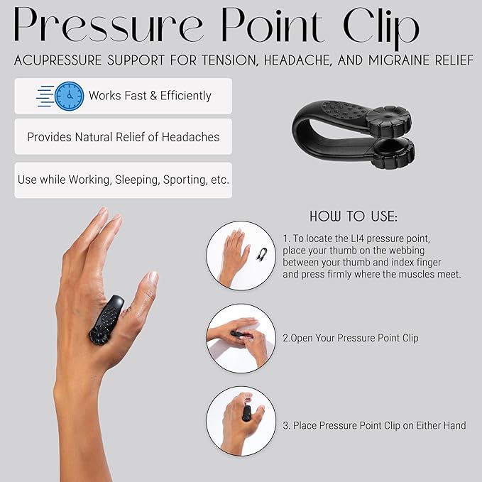 Migraine Relief 5pc Set (Incl. Headache Cap, Pressure Point Clip, Cooling Eye Masks, Neck Ice Pack Wrap) for Tension, Headaches, Stress, Hangover, Fatigue, Relaxation Self Care Gifts for Women & Men