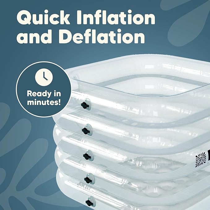 Inflatable Ice Bath Tub -Large Clear See Through -Ice Plunge Tub for Cold Water Therapy - Portable Cold Plunge Tub - Indoor & Outdoor - Inflatable Tub for Adults - Ice Tub for Athletes