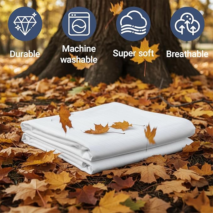 Grounding Sheets King Size, 12% Pure Silver, Grounded Bed Sheet with Deep Pockets, Improved Sleep, Earth Connecting Bedding, Beige