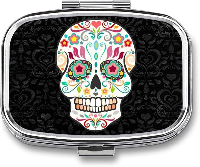 AOLDHYY Halloween Sugar Skull Pill Box 2 Tools Box, Easy Access to Tools, Versatile Tools