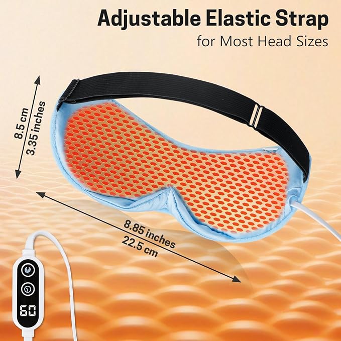Aurya Heated Eye Mask for Dry Eyes, Warm Eye Compress Mask with Temp & Timer Setting, Eye Heating Pad for Blepharitis, MGD, Migraine, Stye, Chalazion Alleviation, Medium (8.85×3.35 in)