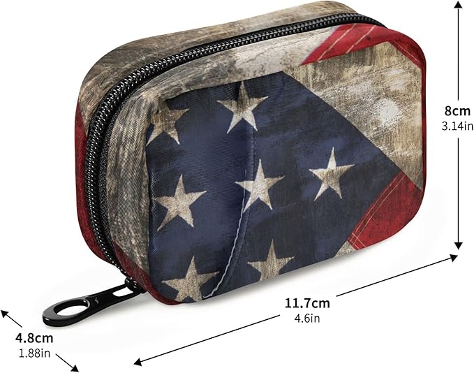 American Flag Star Pill Case, Portable Weekly Pill Box Bag Container 7 Days Pill Organizer Vitamin Supplement Holder with Zipper for Travel Family Business