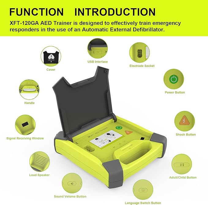 AED Trainer, XFT AED Training Kit CPR Equipment Training Device Automatic External Defibrillator Simulator, AED Trainer Professional for First Aid Trainee Beginner 2024 New Version(XFT-120GA)