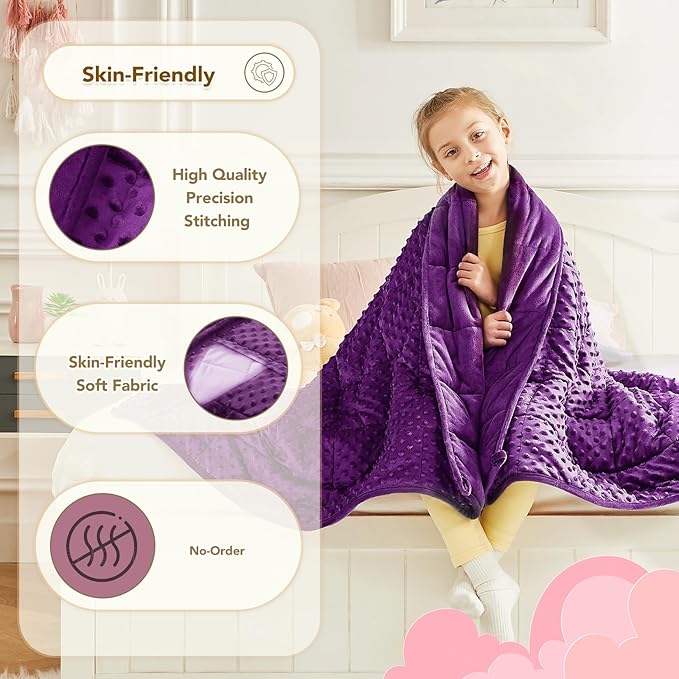 CuteKing Weighted Blanket - 36"x48" 5lbs Minky Dots Heavy Blanket with Glass Beads Soft Breathable for All-Season Summer Fall Winter Thick Comfort for Rest