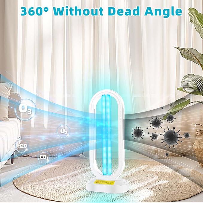 UV Light Sanitizer,4-Speed Timing and Remote Control UVC Home Disinfection Device,Portable Ultraviolet Light Sanitizer Effectively Mold Remover and Dust Mites,UV Lamp for Whole Room,White