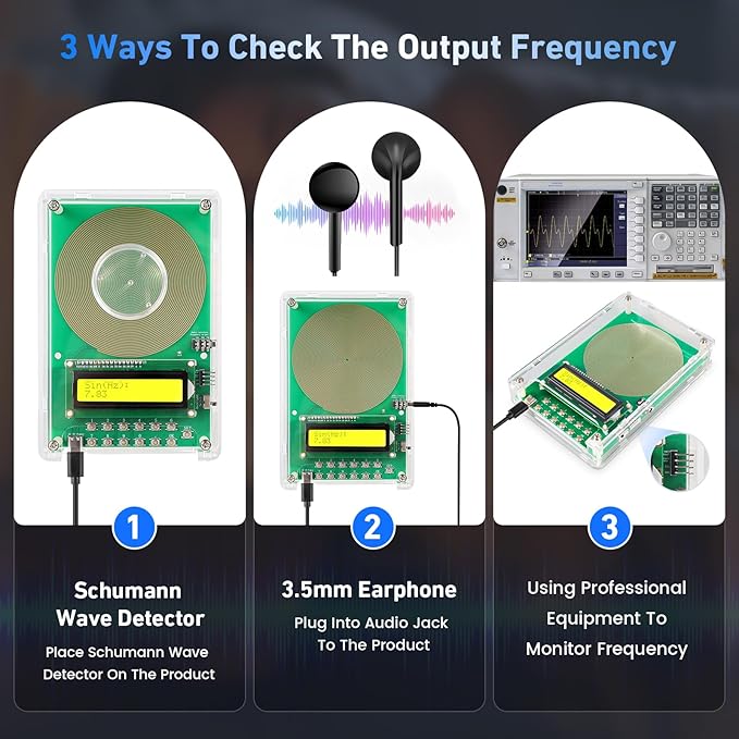 Adjustable Frequency Generator for Healing (0.01Hz-200kHz), 7.83Hz Schumann Resonance Generator, USB-C Powered Sine Wave Signal Generator for Sleep, Yoga, Meditation & Stress Relief with LCD Display