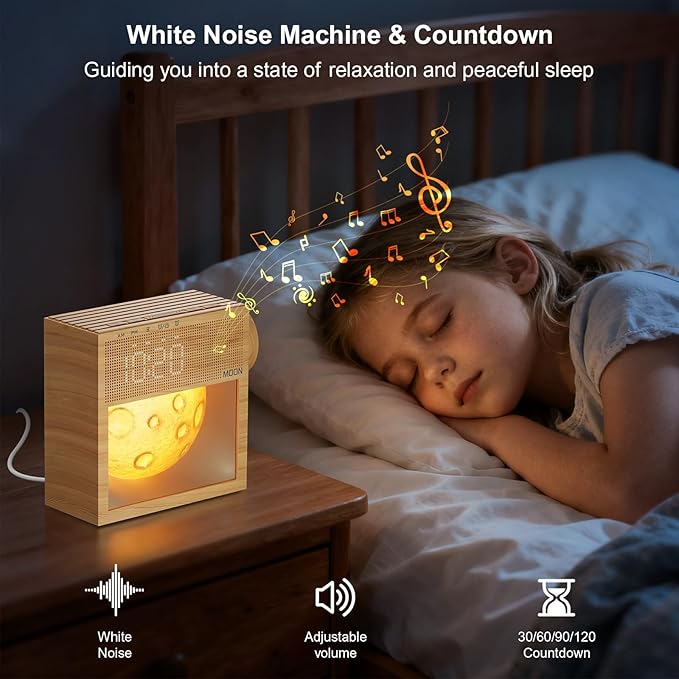 Sound Machine Alarm Clock with Sunrise Gentle Wake-Up Light, White Noise Machine with 20 Soothing Sounds for Sleeping, Dual Alarms, Snooze, Timer, Dimm Night Light for Bedroom, Sleep Gifts for Women