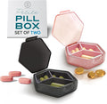 Petite Pill Box Set - Stylish, Compact Daily Pill Organizer, Medication Pill Case, Pill Container for Vitamin Management, Travel Essentials for Women/Men - Set of 2, Rose & Steele