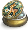 Small Pill Case Pill Box with Mirror Retro 3 Compartment Pill Holder for Purse or Pocket Bronze Portable Medicine Vitamin Container Fish Oil and Supplement Storage BPA-Free(Fawn)
