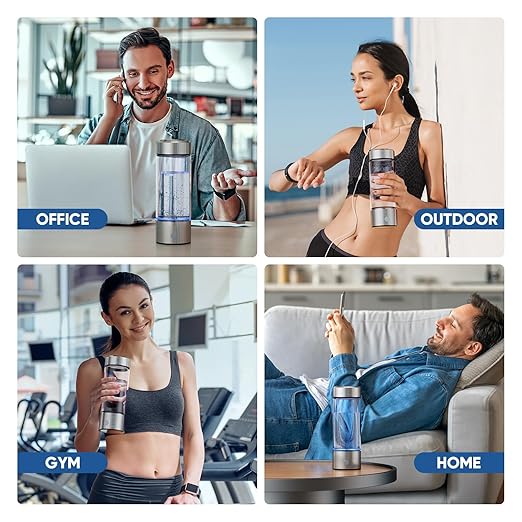 Hydrogen Water Bottle, PowerlotZero Hydrogen Water Generator with SPE Technology, 14oz Rechargeable Portable Hydrogen Water Ionizer Machine for Home, Travel, Fitness