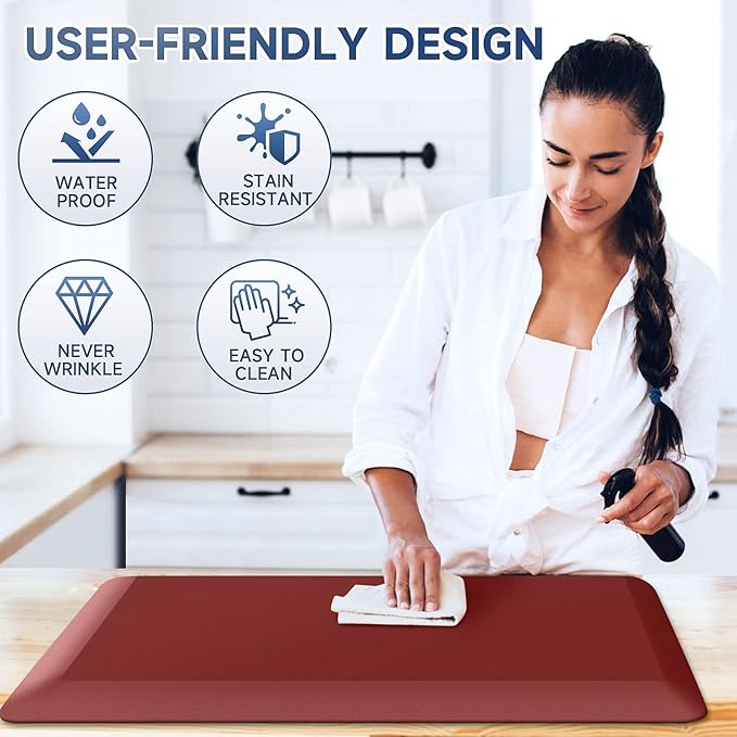 4/5 Inch Thick Kitchen Mats for Floor, StepRite Kitchen Rug for Standing Desk, Non-Slip, Thicker, Stain & Water Resistant, Comfort Anti Fatigue Floor Mat for Home, Kitchen, Office - Red,32 * 20''