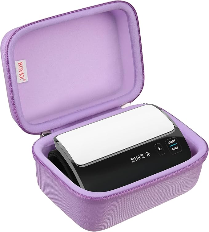 BOVKE Carrying Case for OMRON Evolv Bluetooth Wireless Upper Arm Blood Pressure Monitor, BP7000 One-Piece Design Portable OMRON BP Monitor Storage Bag, Purple