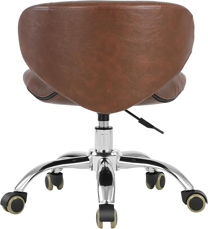 Pedicure Stool Hydraulic Height Adjustable with Back Support for Nail Salon Manicure Tech Pedicure Spa (Brown)