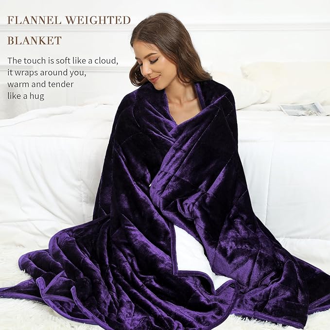 Alomidds Weighted Blanket for Adults,12 lbs Twin Size Heavy Blanket with Soft Shiny Velour Fleece and Fluffy Warm Sherpa for Couch Bed and Sofa, 48 x 72 inches, Purple
