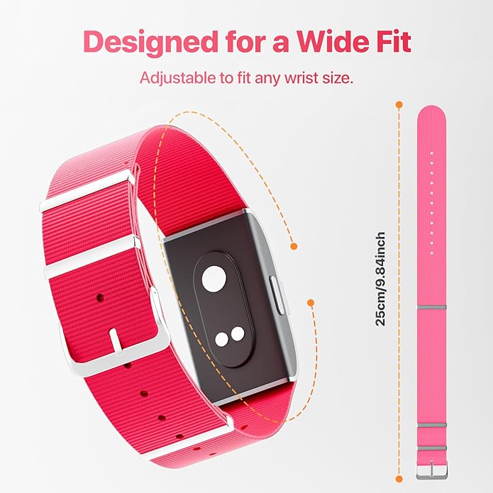 3 Pack Nylon Replacement Strap Compatible with Hume Band - Breathable & Sweatproof Sport Loop for Hume Health Band - Metal Buckle & Loop Closure - Adjustable Wristband Strap for Fitness Tracker