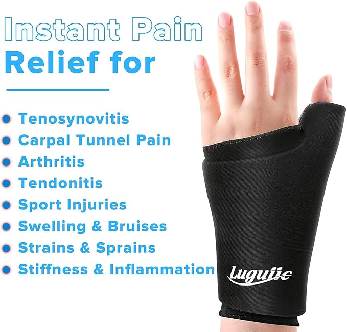 Wearable Thumb Wrist Ice Pack-Hot Cold Compress Hand Finger Ice Pack,Reusable for Injuries,Carpal Tunnel,Arthritis,Tendonitis,De Quervain's Tenosynovitis, Swelling & Bruises L