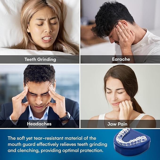 Mouth Guard for Grinding Teeth at Night: Moldable Sleeping Mouthguards for Clenching and Bruxism Protection - Custom Fit Nighttime Sleep Guards for Adults with 12 Cleaning Tablets