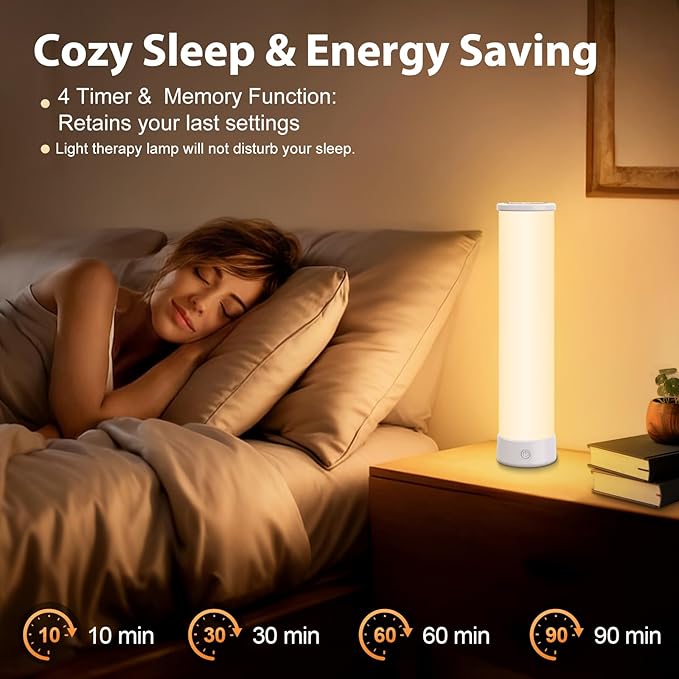 Light Therapy Lamp 15000 Lux, UV-Free Happy Sunlight Lamps with 3 Color Temperatures, Adjustable Brightness, Timer & Memory Function, Full Spectrum Light with Remote Control for Home, Happy Life