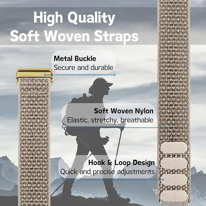 Vanet Nylon Straps Compatible for Polar Loop Bands/Polar 360 Replacement, Elastic Woven Strap Breathable Sport Adjustable Stretchy Braided Hook & Loop Wristbands for Visible Armband 2.0 [NO Tracker]