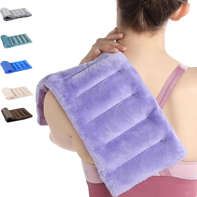 SuzziPad Microwave Heating Pad for Discomfort Reducing, 7x16 Microwavable Heated Pads, Muscle Ache, Soothing Fatigue for Neck and Shoulder, Bean Bag Moist Heat Pack, Warm Compress, 1.74lb, Purple