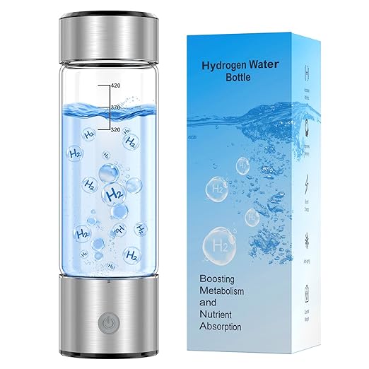Upgrade Hydrogen Water Bottle, 3Min 2200PPB Rapid Hydrogen Water Generator -SPE PEM Tech, 14OZ Portable Hydro Water Machine, Health Care Gifts for Wife, Family, Friends, Travel (Sliver)
