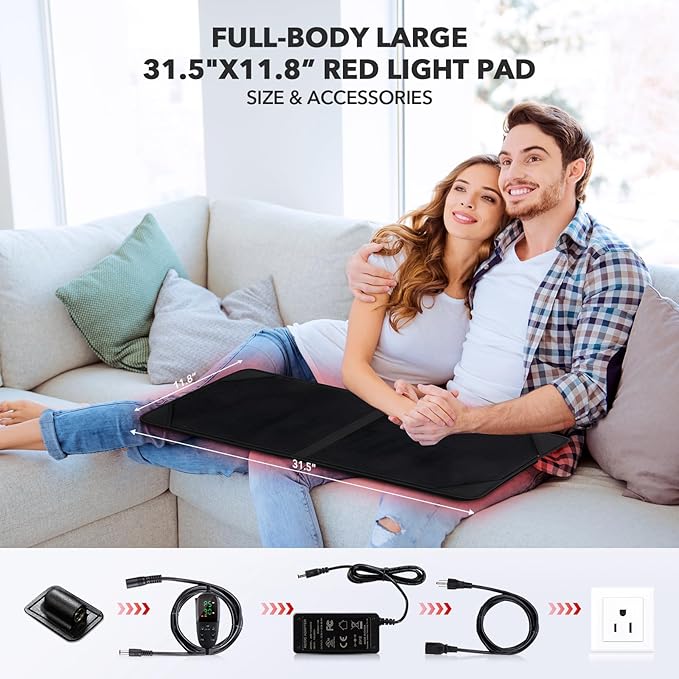 Red Light Therapy for Body, 31.5" * 11.8" Red Light Therapy Pad, Dual Chip Grade 360 LEDs 660nm & 850nm Infrared Light Therapy for Body Back Waist Shoulder Knee Joint Pain Relief, Gift for Women Men