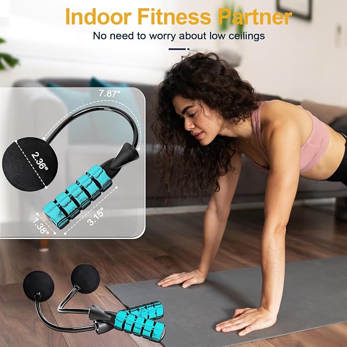 2 in 1 Jump Rope for Women Men and Kids - Tangle-Free Cordless Skipping Jump Rope with Ball Bearings and Foam Handles for Rapid Speed Fitness Workouts