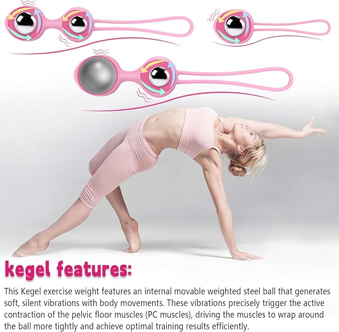 4 Kegel Balls for Women Tightening Exercise Set, Different Kegel Weights for Pelvic Floor Muscle, Pelvic Floor Trainer System for Beginners & Advance (Pink)