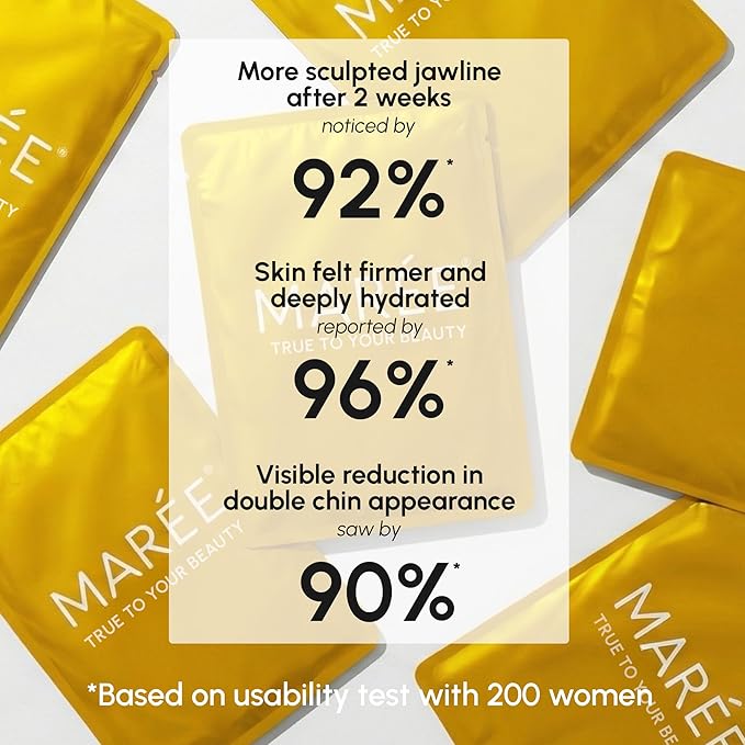 MAREE V Line Lifting Mask with 24K Gold – Deep Collagen Face Mask for Women – Jawline Shaper Mask with Retinol & Hyaluronic Acid – Neck Tightening & Firming – Double Chin Strap for Face Lift