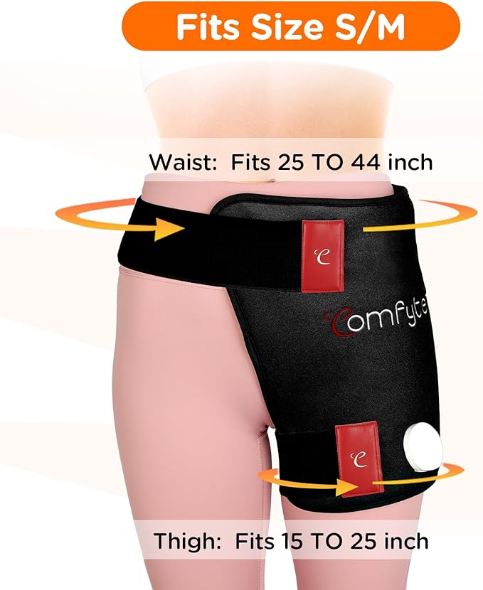 Comfytemp Hip Heating Pad, Hip Brace for Lower Back Thigh Buttock Support, Electric Heated Pad Hot Relax for Elderly, Birthday Valentines Day Get Well Gifts for Women Men Mom Dad, Black (S/M)