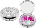 Set of 2 Circular Embossed Triple-Compartment Pocket Purse Pill Box & Organizer (Silver Ridge)