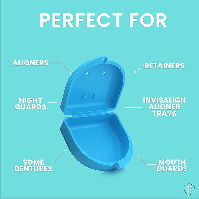 FRESH KNIGHT Retainer Case (2 Pack). Retainer Case with Vent Holes Perfect for Denture, Mouth Guard, Aligner (Sky Blue)