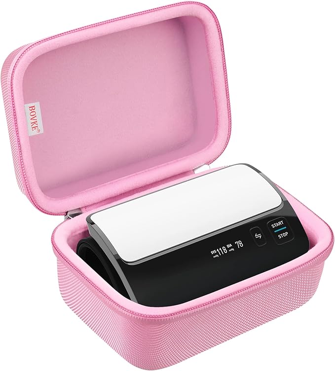 BOVKE Carrying Case for OMRON Evolv Bluetooth Wireless Upper Arm Blood Pressure Monitor, BP7000 One-Piece Design Portable OMRON BP Monitor Storage Bag, Pink