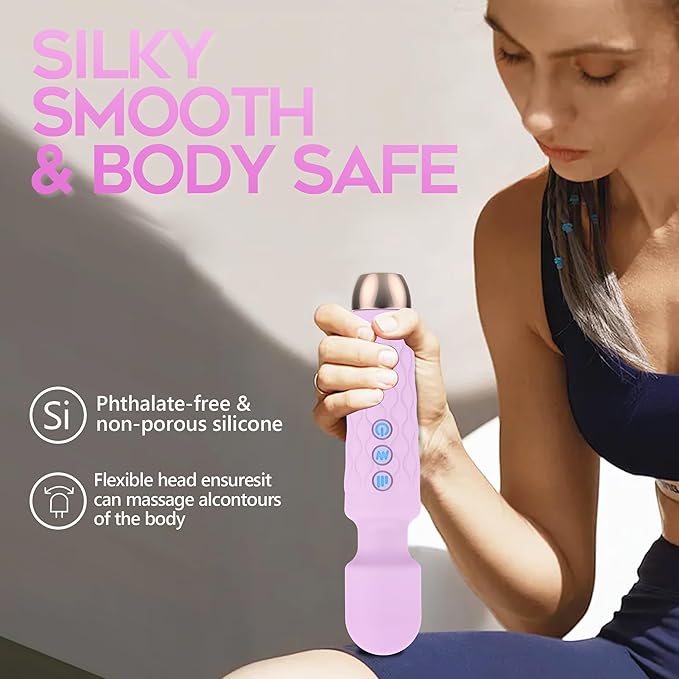 Personal Massager, Handheld Wireless Massager, Waterproof and Portable, 20 Speeds 8 Patterns Cordless Massagers for Neck, Back Pain, Leg and Hand Pain & Sports Recovery, Purple