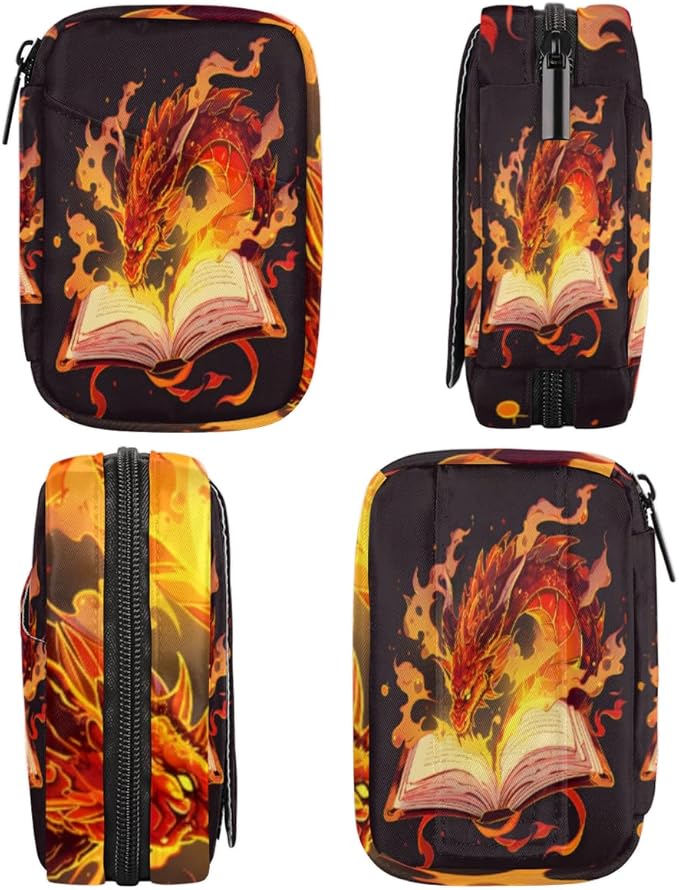 Magical Book Dragon Pill Box 7 Day Travel Pill Organizer for Adult Elder Child Pill Case with Zipper Magic Portable Weekly Case Compact Size for Vitamin Supplement Holder