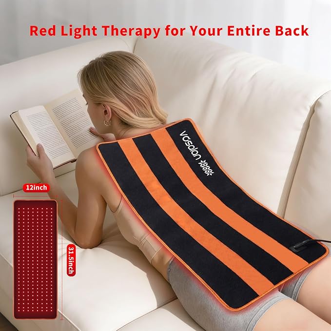 Red Light Therapy Pad for Body, Large Infrared Light Therapy Wrap with 240 LEDs (660nm & 850nm), 31.5" x 12" Red Light Therapy Mat for Back Shoulder Joint Muscle Relief, 43W, Timer