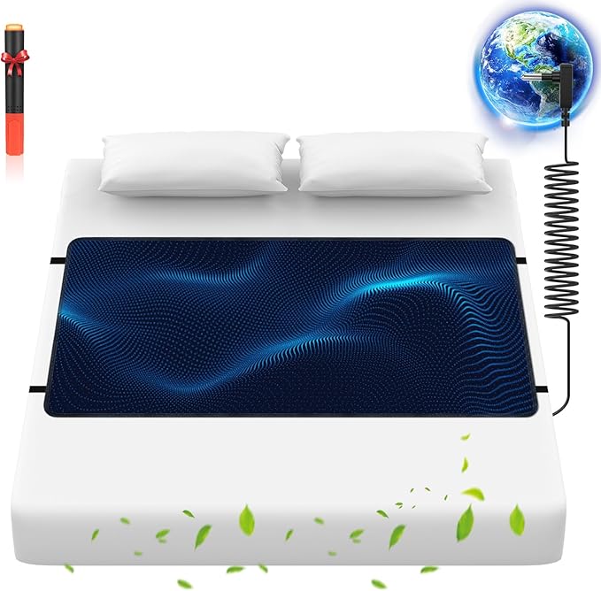 Grounding Mat for Bed, Grounding Pad for Sleeping, Improves Sleep, with Static grounding Cord and Test Pen (Black, (76.1 * 27.4 inch))